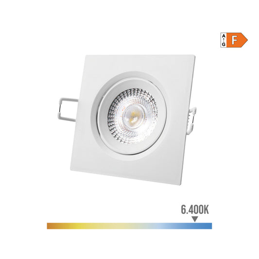 Downlight led quadrado de encastrar 5w 6400k luz fria aro branco 9x9cm edm_0