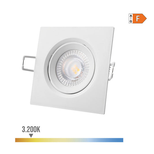 Downlight led quadrado de encastrar 5w 3200k luz quente aro branco 9x9cm edm_0