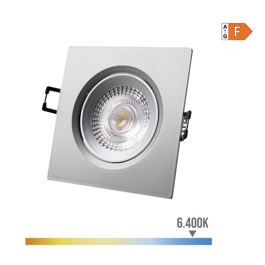 Downlight led quadrado de encastrar 5w 6400k luz fria aro cromado 9x9cm edm_0