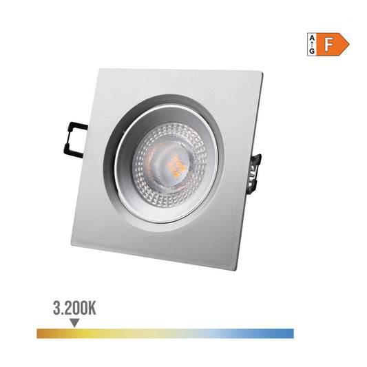 Downlight led quadrado de encastrar 5w 3200k luz quente aro cromado 9x9cm edm_0