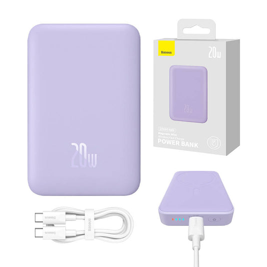 Powerbank Baseus Magnetic Mini 10000mAh, USB-C  20W MagSafe (purple)_0