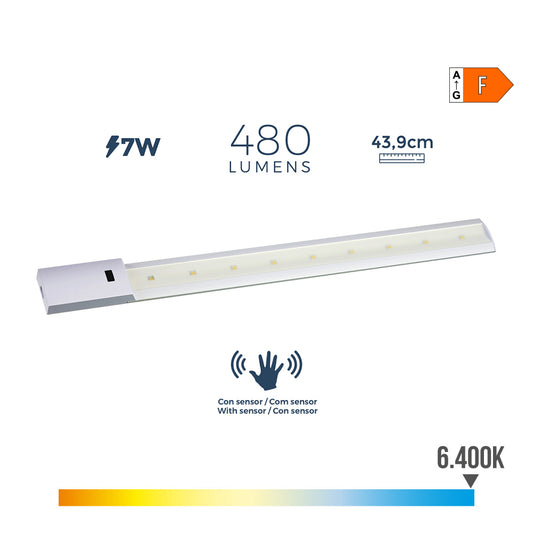 Armadura led com sensor 7w 480lm 6500k luz fria 43.9x5.5cm edm_0