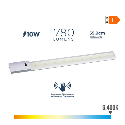 Armadura led com sensor 10w 780lm 6500k luz fria 5,5x59,9cm edm_0