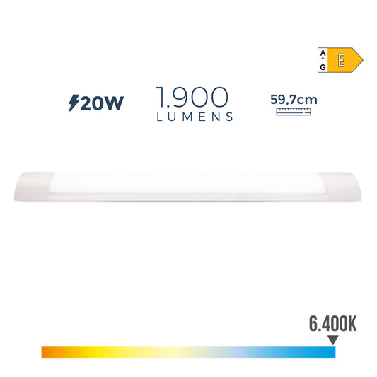 Armadura eletrÃ³nica led 20w 6500k luz fria 1900lm 8x59,7x3,1cm edm_0