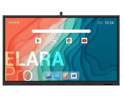 NEWLINE MONITOR INTERNATIVO ELARA PRO (TT-6523QCA+) 65", ANDROID 13, GOOGLE EDLA, CAMARA 4K, 8 MIC, MULTI USUARIO, 2X20W+SUB15W, WIFI 6 + BL, NFC, USB-C 100W, USB-C OUT, 16GB Y 320GB, 40 PT, NEWLINE APPS, OPS PC Y SDM OPC, 5 AÃ‘OS DE GARANTIA ON SITE_0