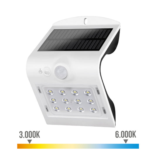 Candeeiro de parede solar 1.5w 220lm recarregÃ¡vel. sensor de presenÃ§a (2-6m) cor branca 9,6x7,3x14cm edm_0
