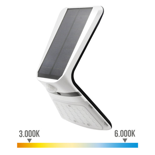 Candeeiro de parede solar 3,5w 430lm sensor de presenÃ§a recarregÃ¡vel (2-8m) cor branca 10,5x13cm edm_0