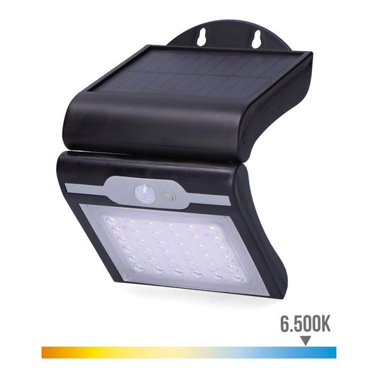 Candeeiro de parede solar 2w 220lm 6.500k com sensor cor preto_0