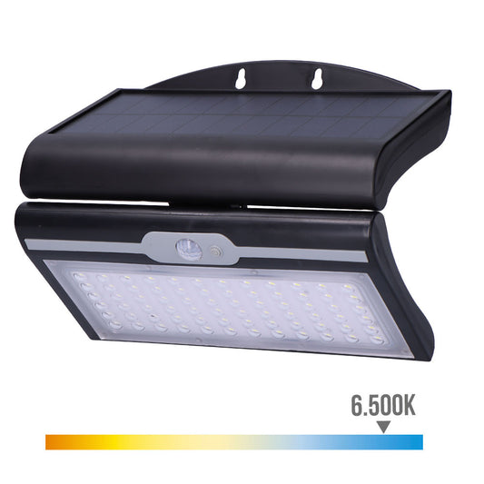 Candeeiro de parede solar 6w 430lm 6.500k com sensor, cor preto_0