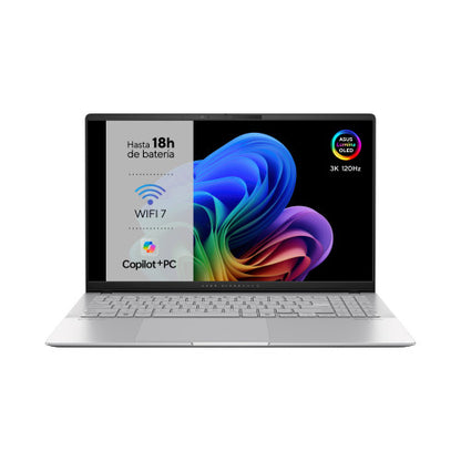 ASUS Vivobook S 15 OLED S5507QA-MA006W Copilot+ PC - Ordenador PortÃ¡til 15.6" Wide Quad HD+ 120Hz (Qualcomm Snapdragon X1E78100, 16GB RAM, 1TB SSD, Adreno GPU, Windows 11 Home) Plata FrÃ­a - Teclado QWERTY espaÃ±ol_1