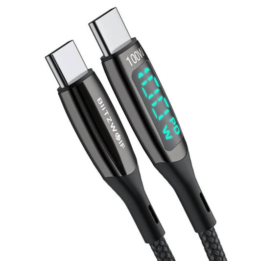 USB-C to USB-C cable BlitzWolf BW-TC23, with display, 100W, 1.8m (black)_0