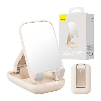 Adjustable phone stand with mirror Baseus Seashell Series - beige_1