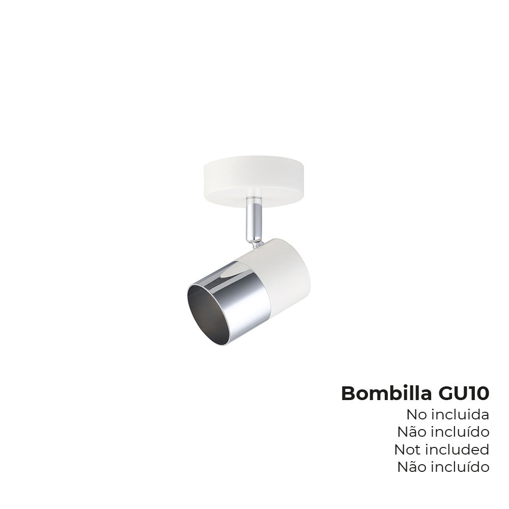 Candeeiro halogÃ©nio 1 foco cor cromado+branco osso gu-10 modelo moon edm_0