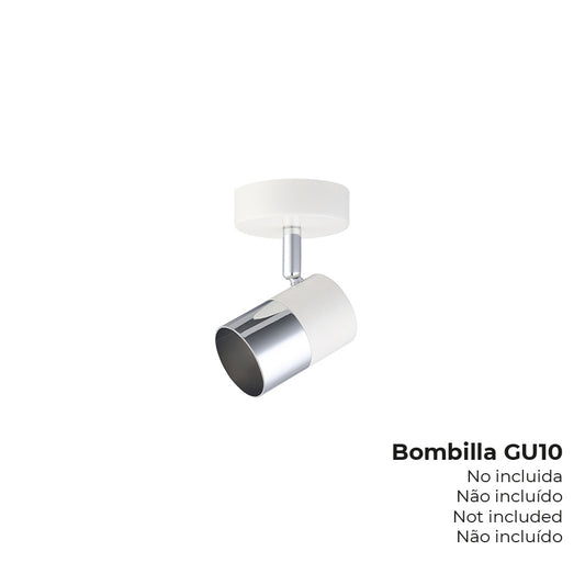 Candeeiro halogÃ©nio 1 foco cor cromado+branco osso gu-10 modelo moon edm_0