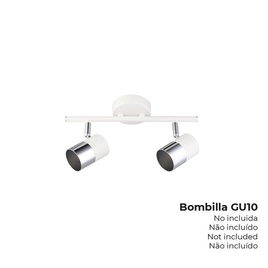 Candeeiro de teto halogÃ©nio 2 focos cor cromado+branco osso gu-10 modelo moon edm_0
