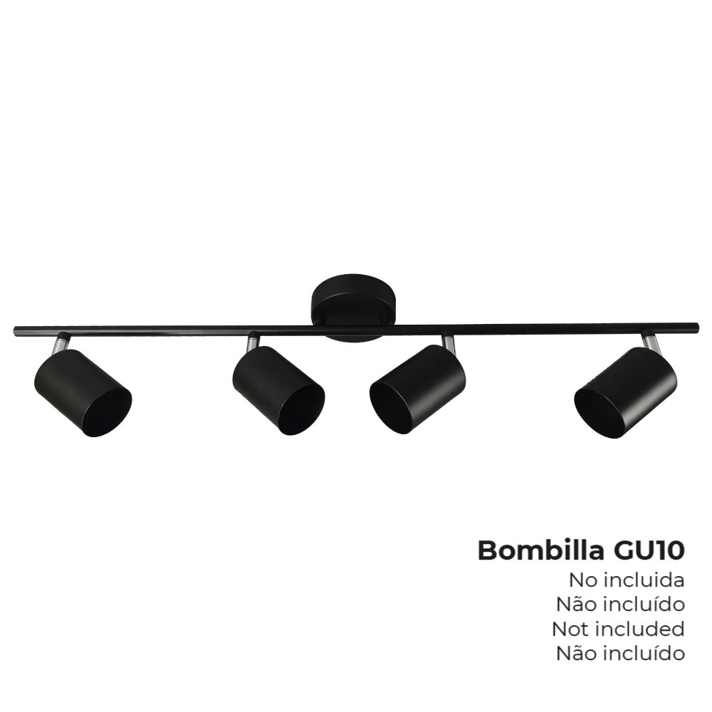 Candeeiro de teto 4 focos gu-10 preto edm_0