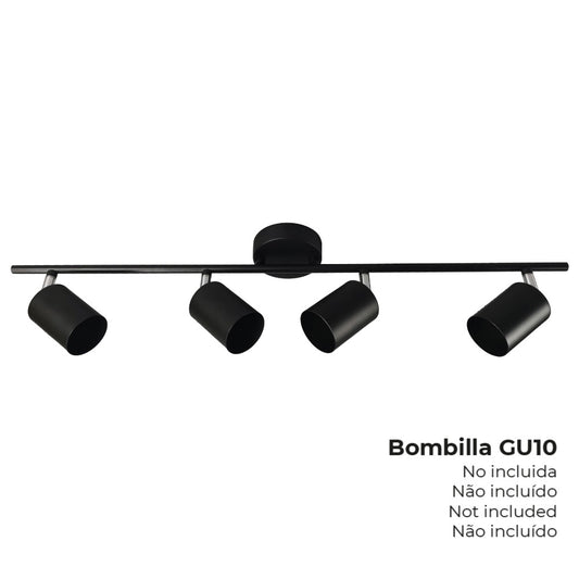 Candeeiro de teto 4 focos gu-10 preto edm_0