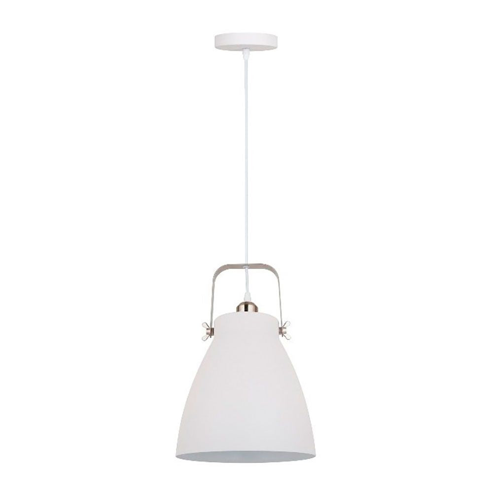 Candeeiro de teto, pendente, e27, branco + nÃ­quel, Ã¸270 x 1200 mm_0
