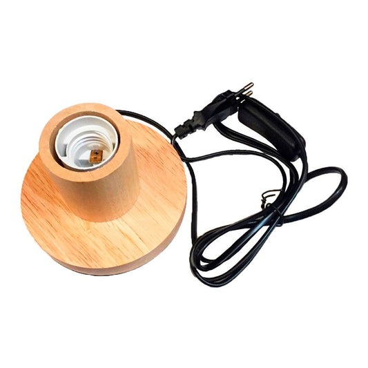 Base de candeeiro de mesa e27, com cabo e interruptor, madeira, Ã¸120 x 85 mm_0