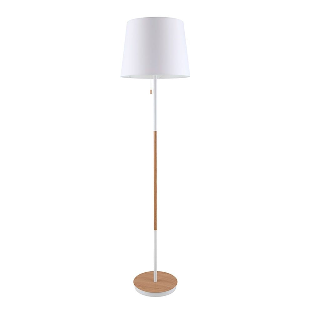 Candeeiro de pÃ© e27, madeira e branca, Ã¸400 x 1570 mm_0