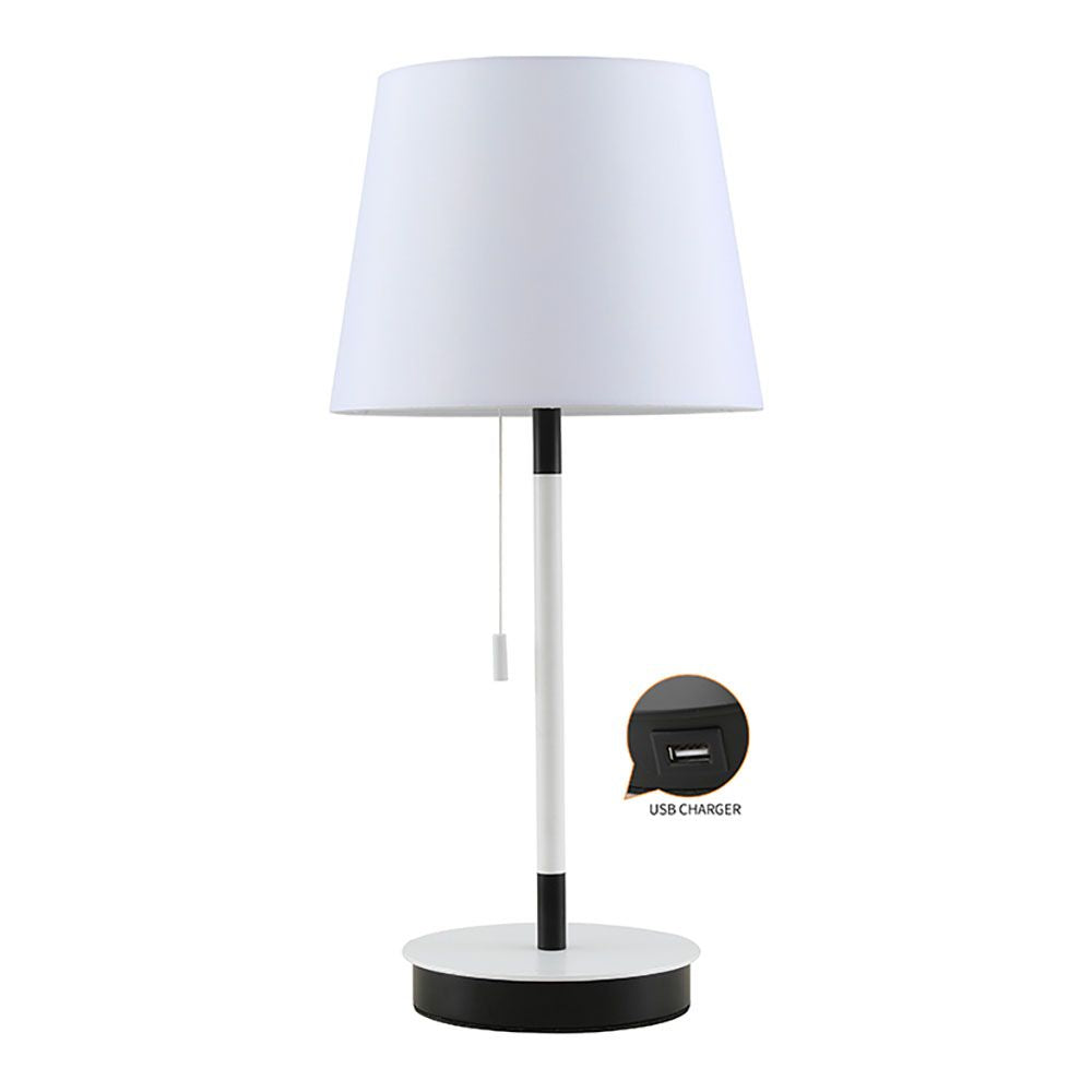 Candeeiro de mesa e27 branca/preta com carregador usb, Ã¸235 x 505 mm_0