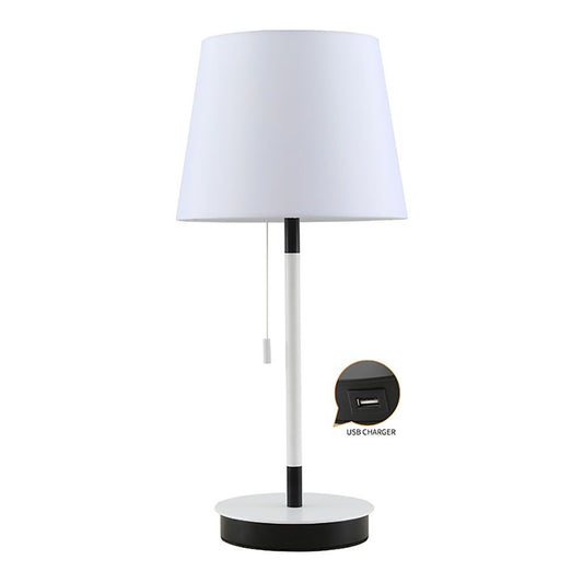 Candeeiro de mesa e27 branca/preta com carregador usb, Ã¸235 x 505 mm_0