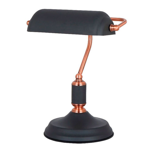Candeeiro de mesa, e27, tipo banqueiro, preto+cobre, base Ã¸185 mm, 260 x 195 x 345 mm_0