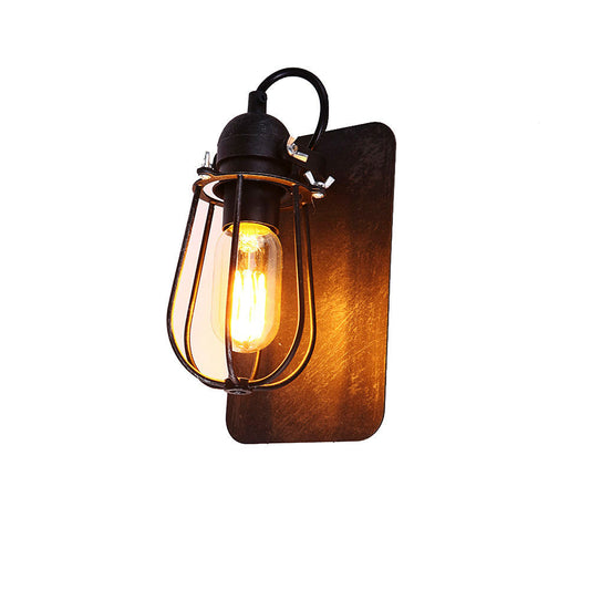 Candeeiro de parede metÃ¡lico vintage e27 60w cor preto 15x22cm edm_0