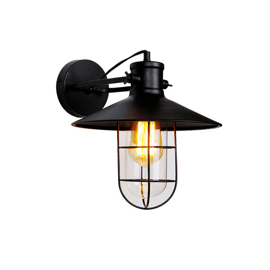 Candeeiro de parede metÃ¡lico vintage e27 60w cor preto Ã¸32x37x27,5cm edm_0
