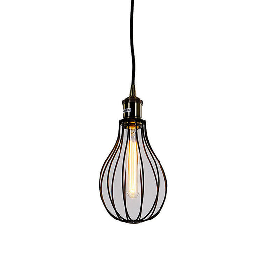 Candeeiro de teto metÃ¡lico vintage e27 60w cor preto Ã¸15x30cm edm_0