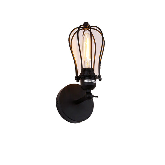 Candeeiro de pared emetÃ¡lico vintage e27 60w cor preto 11x16x32cm edm_0