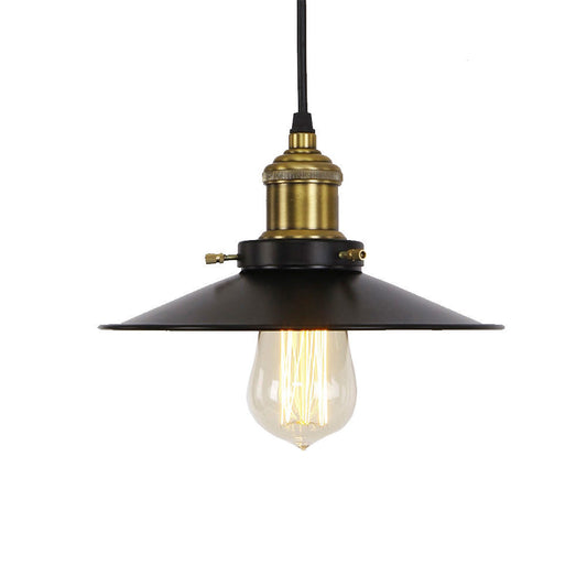 Candeeiro de teto metÃ¡lico vintage e27 60w cor preto Ã¸26x14cm edm_0