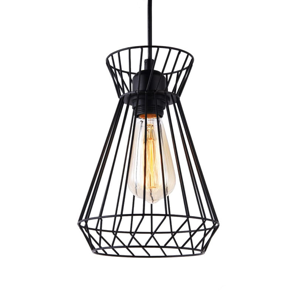 Candeeiro de teto metÃ¡lico e27 60w cor preto Ã¸19x26x130cm edm_0
