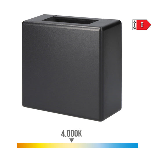 Candeeiro de parede led 3w 237lm 4000k luz dia ip54 11.5x11.5x5cm quadrado 2 projeÃ§Ãµes edm_0