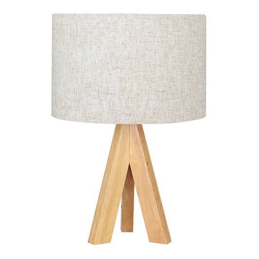 Candeeiro de mesa e27 madeira e tecido edm_0