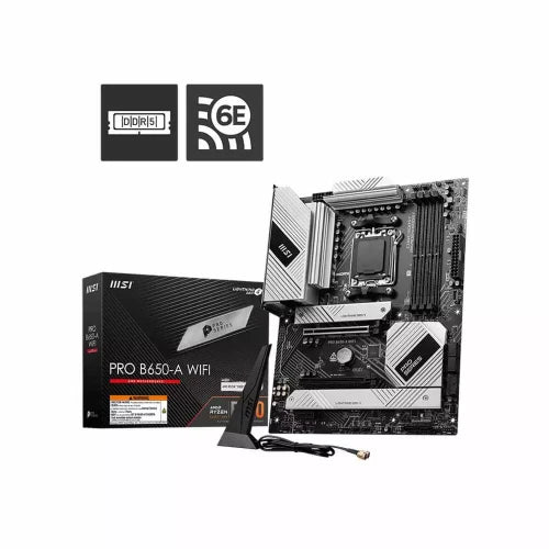 PLACA MSI PRO B650-A WIFI,AMD,AM5,B650,4DDR5,256GB,HDMI+DP,6SATA3+2M.2,2.5GBE+WIFI6E+BT5.3,11USB3.2,ATX_0