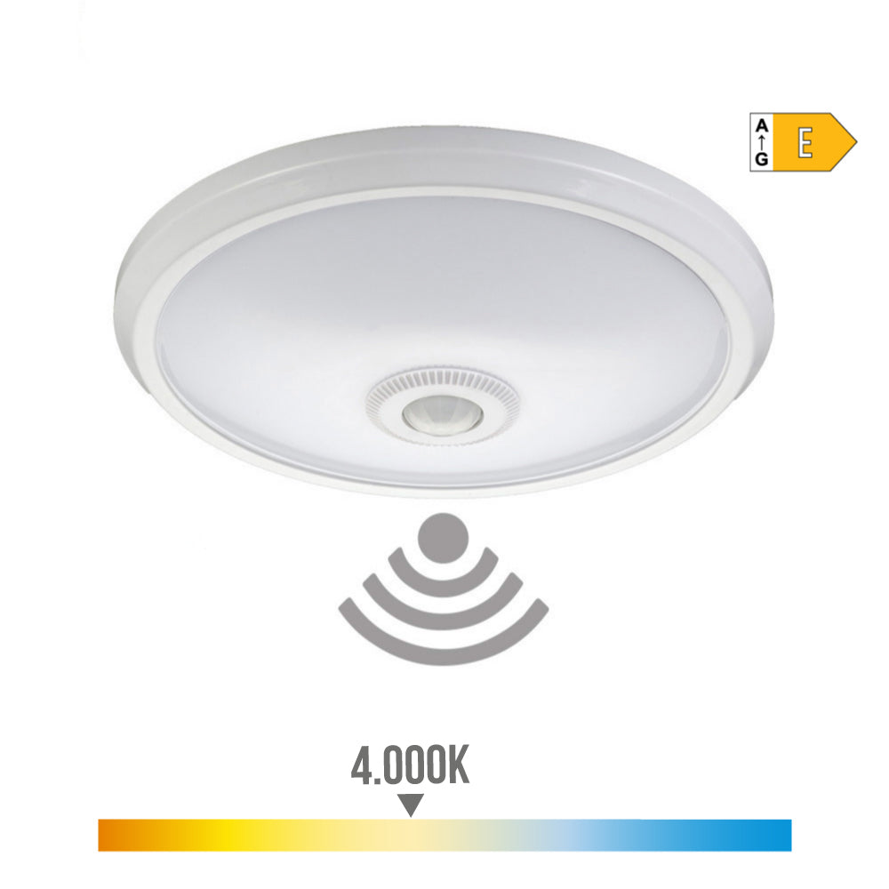 Candeeiro de teto de superfÃ­cie led com sensor ip20 15w 4000k daylight Ã¸29x6cm edm_0