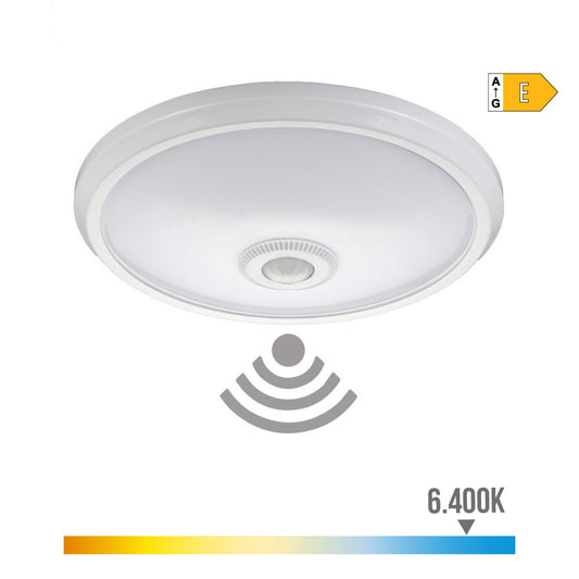 Aplique superficie com sensor crepuscular e movimiento ip20 15w 6400k luz branca Ã¸29x6cm edm_0