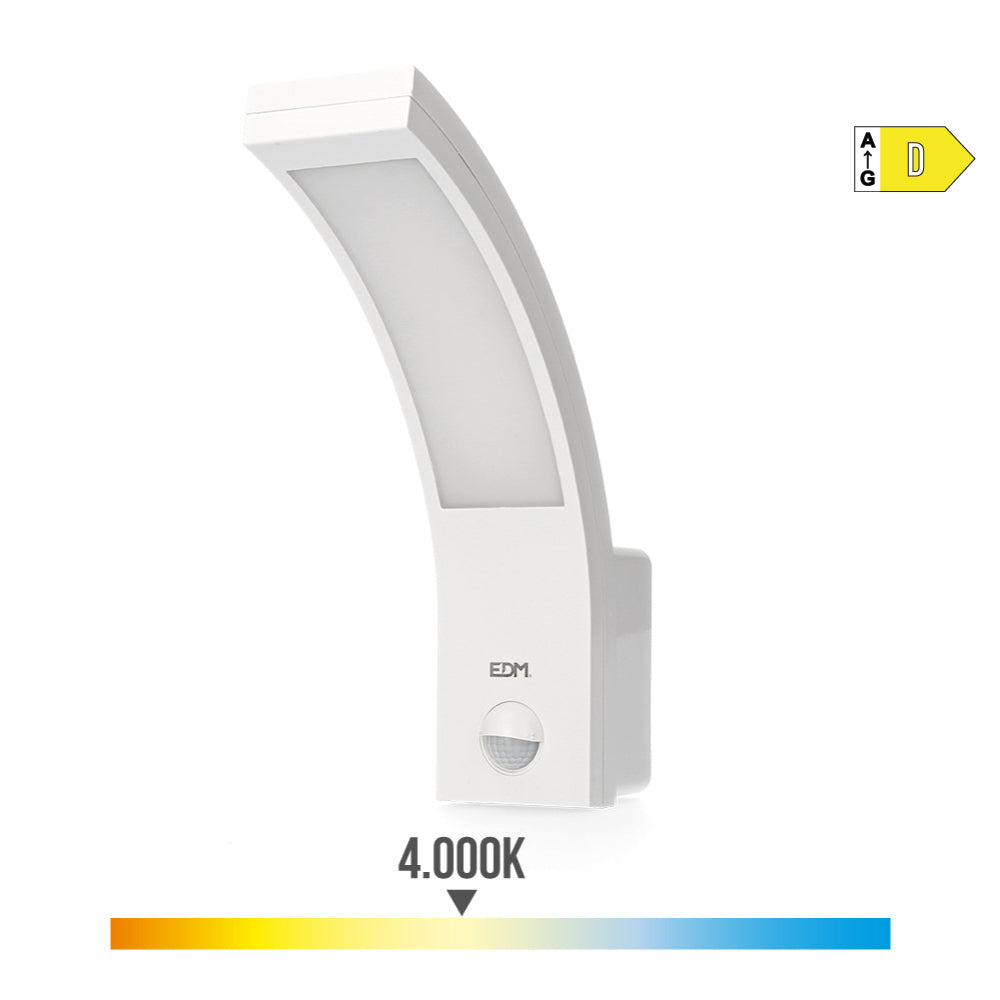 Candeeiro de parede exterior led 10w 1654lm 4000k ip54 6,6x18,8x25cm com sensor de movimento edm_0