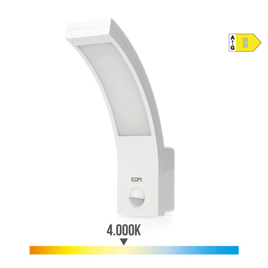 Candeeiro de parede exterior led 10w 1654lm 4000k ip54 6,6x18,8x25cm com sensor de movimento edm_0