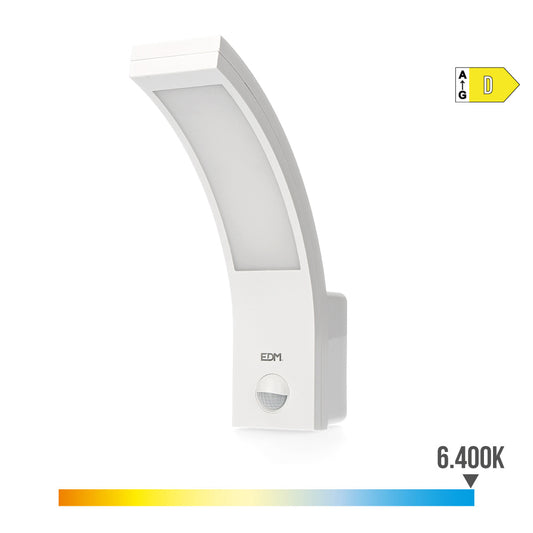 Candeeiro de parede exterior led 10w 1686lm 6400k ip54 6,6x18,8x25cm com sensor de movimento edm_0