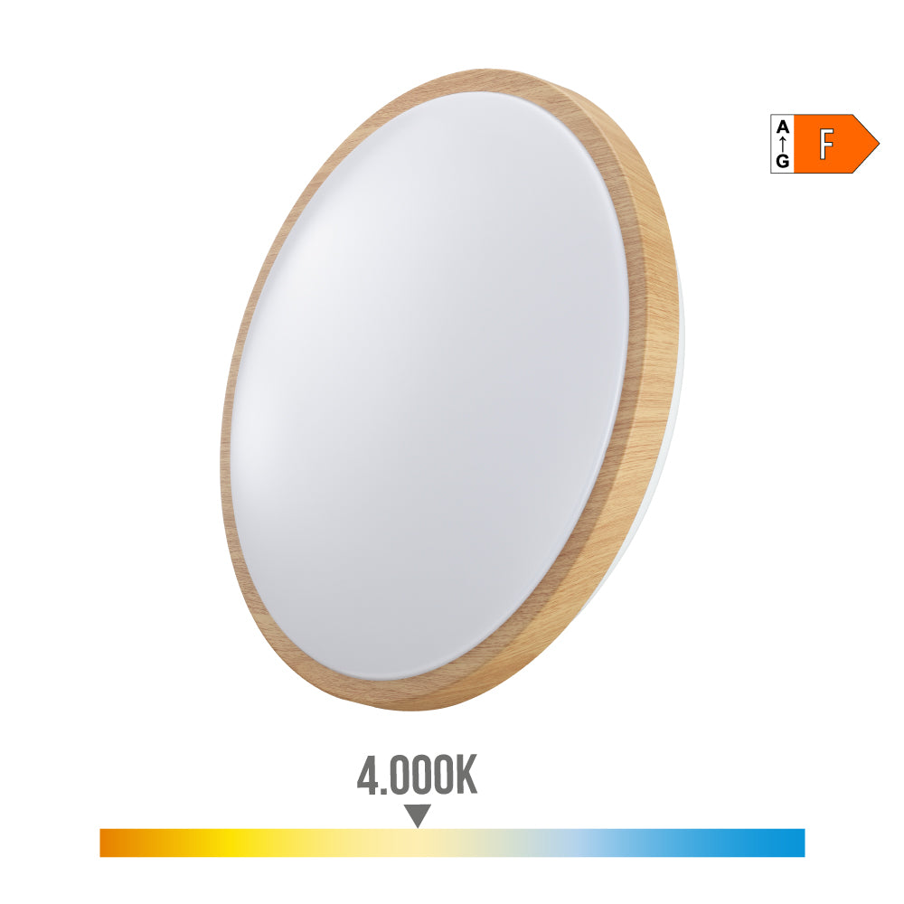 Candeeiro de superfÃ­cie circular led 18w 1820lm 4000k Ã¸33x5,5cm efeito madeira edm_0
