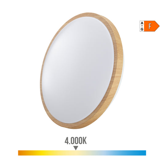 Candeeiro de superfÃ­cie circular led 18w 1820lm 4000k Ã¸33x5,5cm efeito madeira edm_0