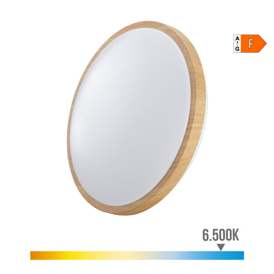 Candeeiro de superfÃ­cie circular led 18w 1820lm 6500k Ã¸33x5,5cm efeito madeira edm_0