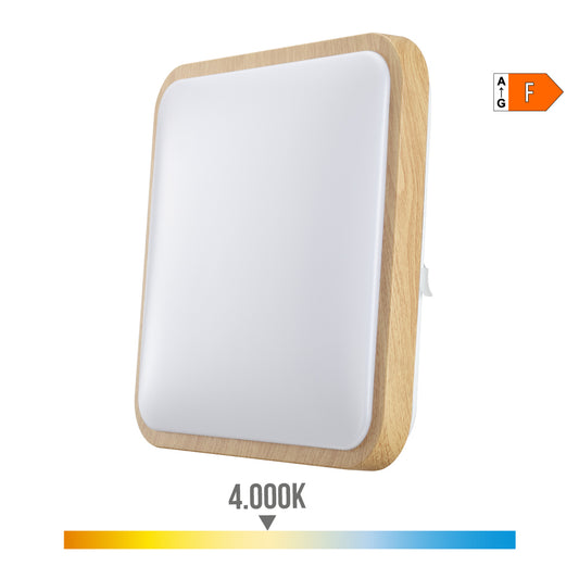 Candeeiro de superfÃ­cie quadrado led 18w 1820lm 4000k 33x5x33cm efeito madeira edm_0