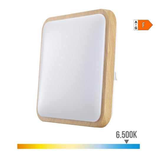 Candeeiro de superfÃ­cie quadrado led 18w 1820lm 6400k 33x33x7cm efeito madeira edm_0