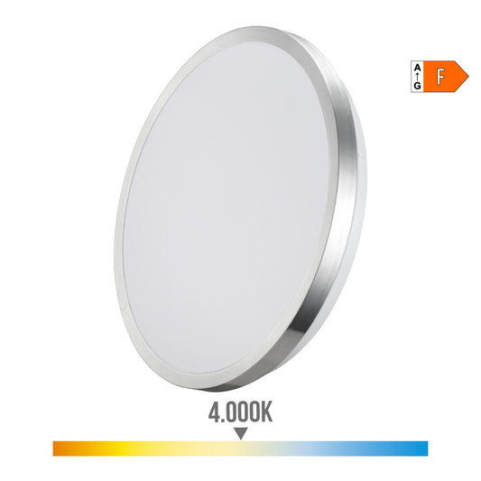 Candeeiro super led de superfÃ­cie 12w 1160lm 4000k Ã¸26x4,5cm moldura cromado edm_0