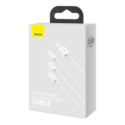Baseus Superior Series USB-A - USB-C / Lightning / micro USB 3.5A cable 1m - white_13
