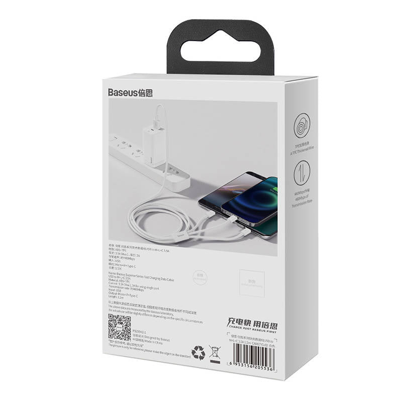 Baseus Superior Series USB-A - USB-C / Lightning / micro USB 3.5A cable 1m - white_15