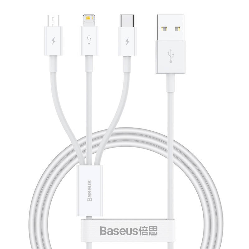 Baseus Superior Series USB-A - USB-C / Lightning / micro USB 3.5A cable 1m - white_3